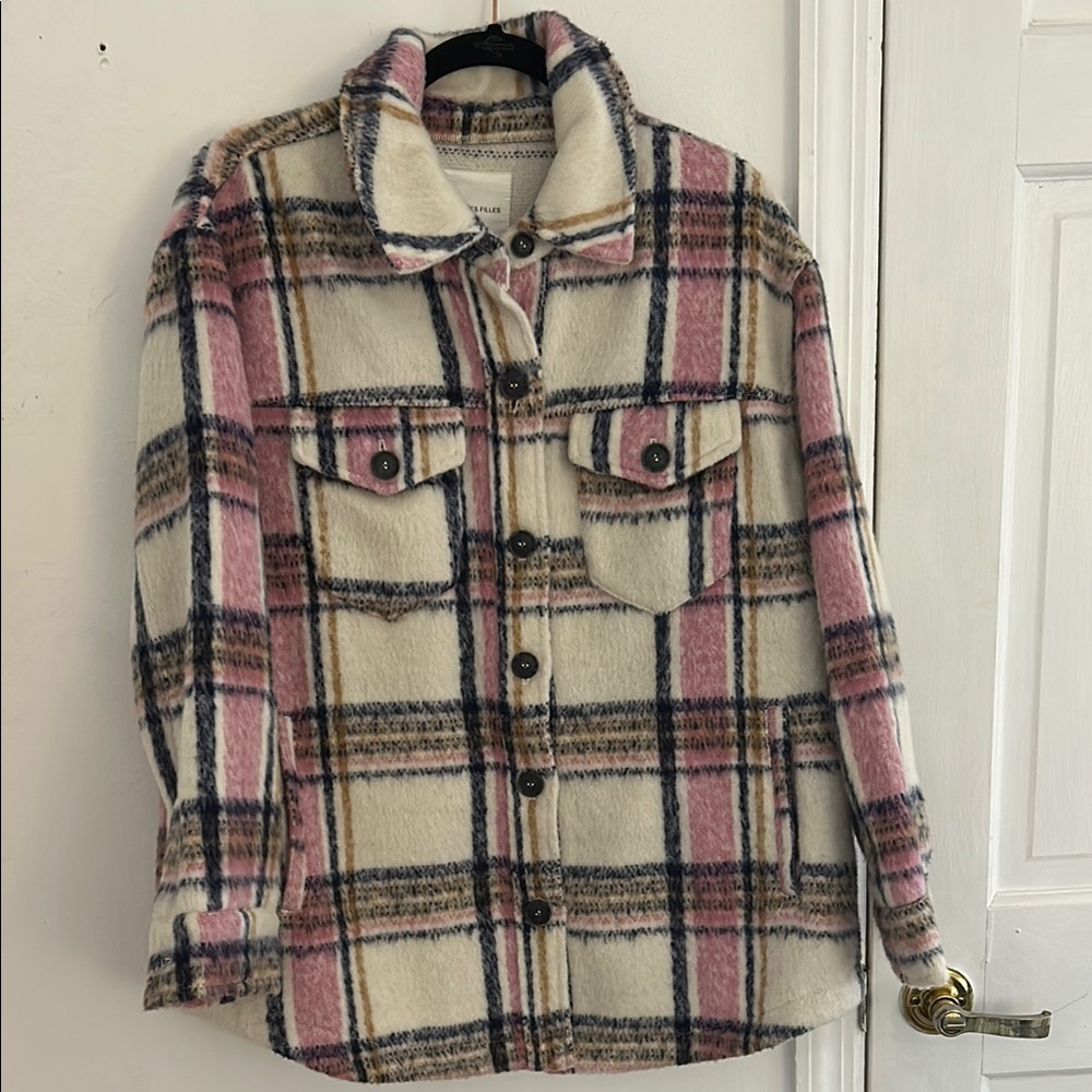 Avec Les Filles Pink and Cream Plaid Jacket